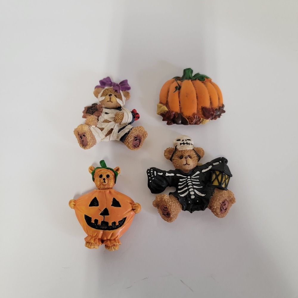 Halloween Bear And Pumpkin Magnets Lot Of 4